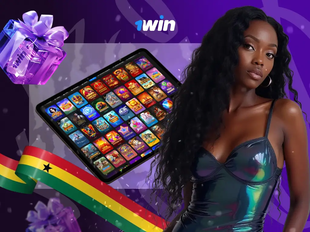 1win casino interface illustration with black woman